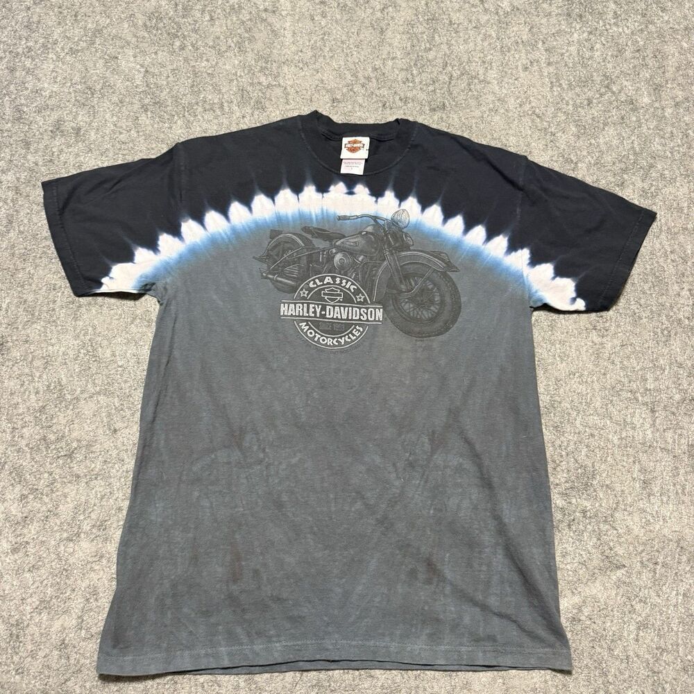 Vintage Y2K 05 06 Harley Davidson Mile High Denver CO Pinup Tie Dye Shirt Large